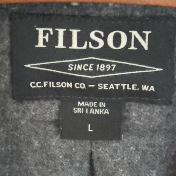 FILSON cotton button up shirt men's size L large charcoal gray thick work casual - Picture 6 of 8